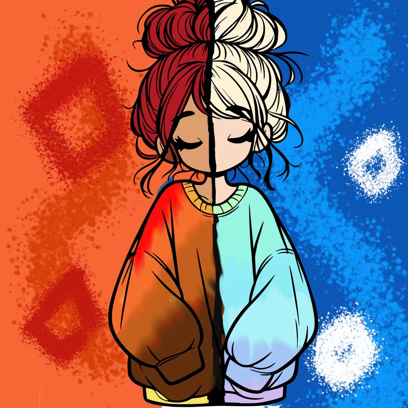 girl with baggy sweatshirt and messy bun