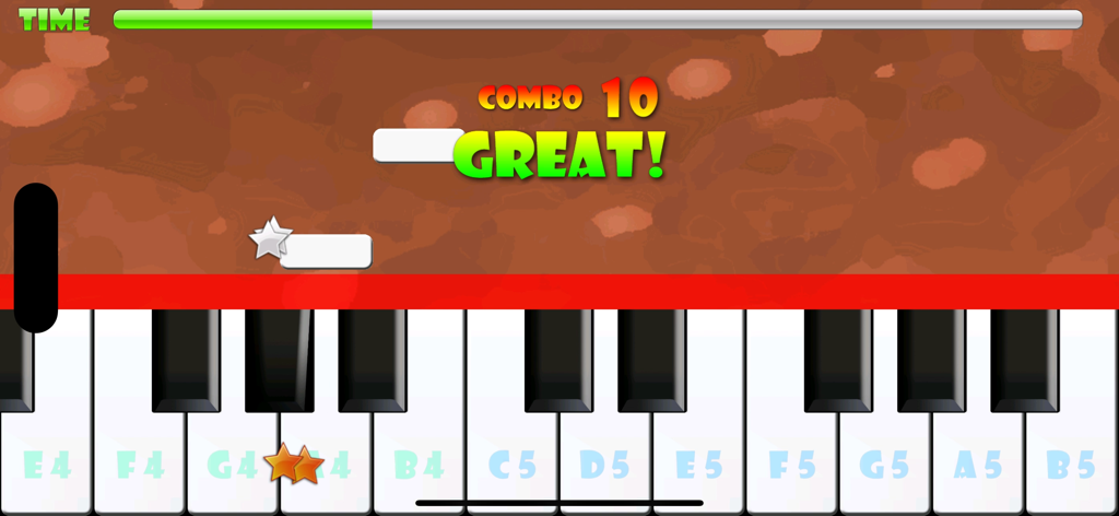 Piano Master FREE - A virtual piano keyboard with falling tiles and a combo counter in the Piano Master FREE app
