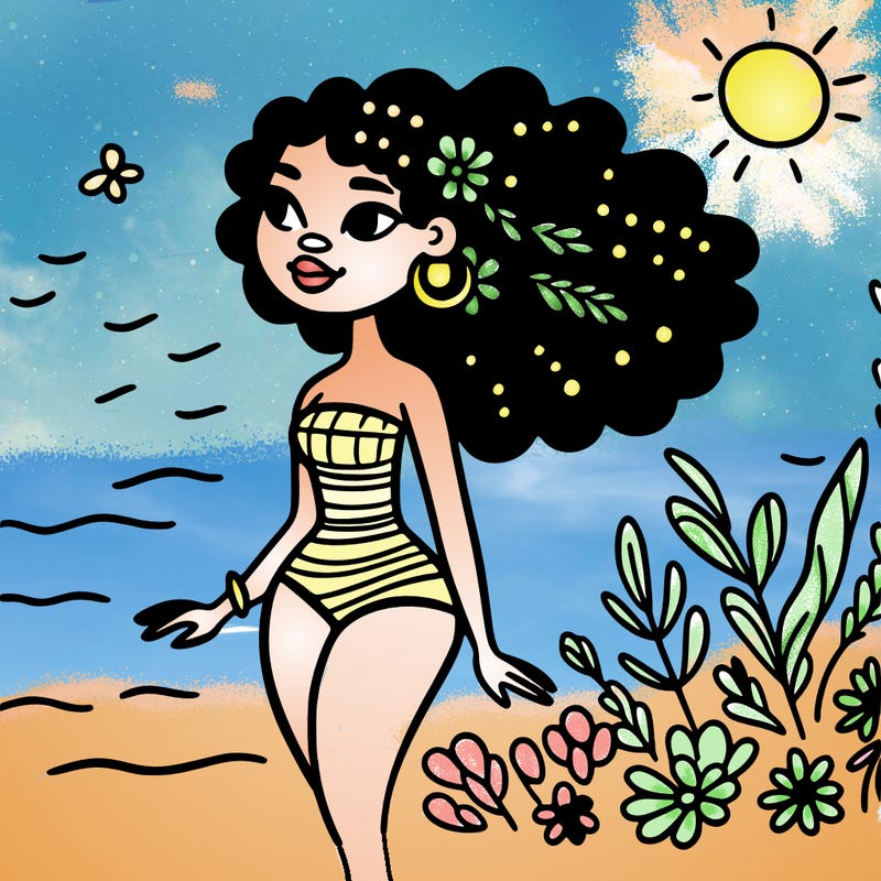 african woman in a swimsuit