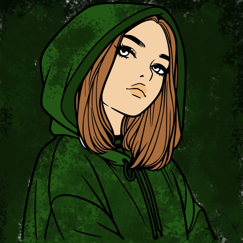 a realistic girl in a hoodie
