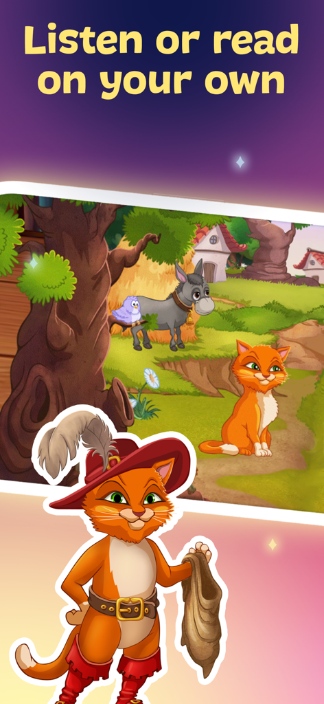 Books for Kids and Toddlers - Escena interactiva del cuento de El Gato con Botas de la aplicación Libros para niños y bebés