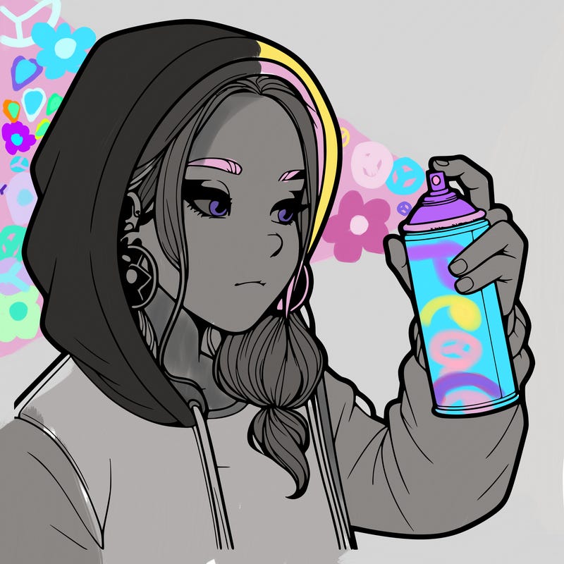 a realistic girl, spray painting