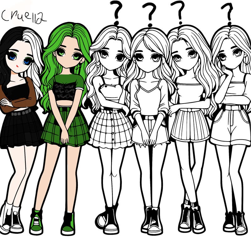 a group of girls realistic