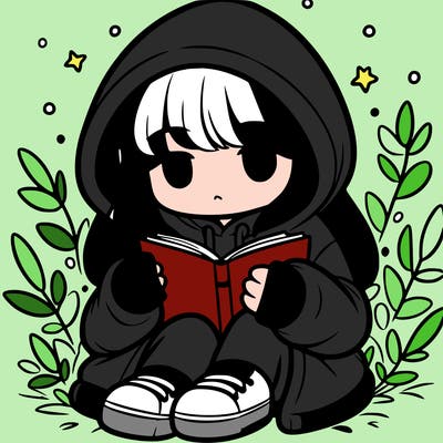girl in oversized hoodie reading a book