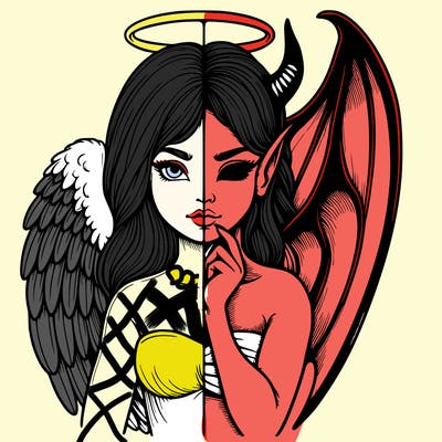 realistic angel half demon