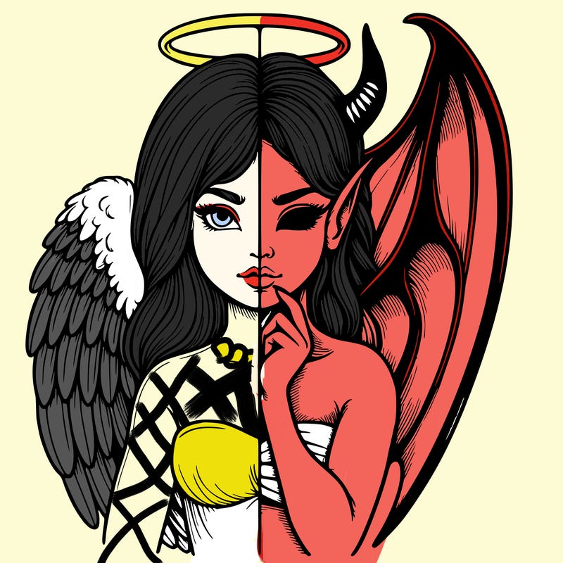 realistic angel half demon