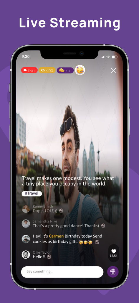 Lively - A mobile interface of the Lively app showing a live stream with viewer comments and gift interactions.