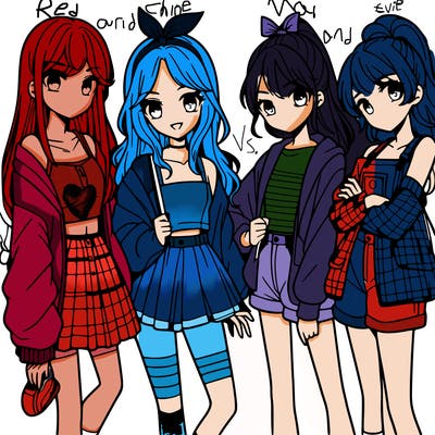 teen manga girls group of 4