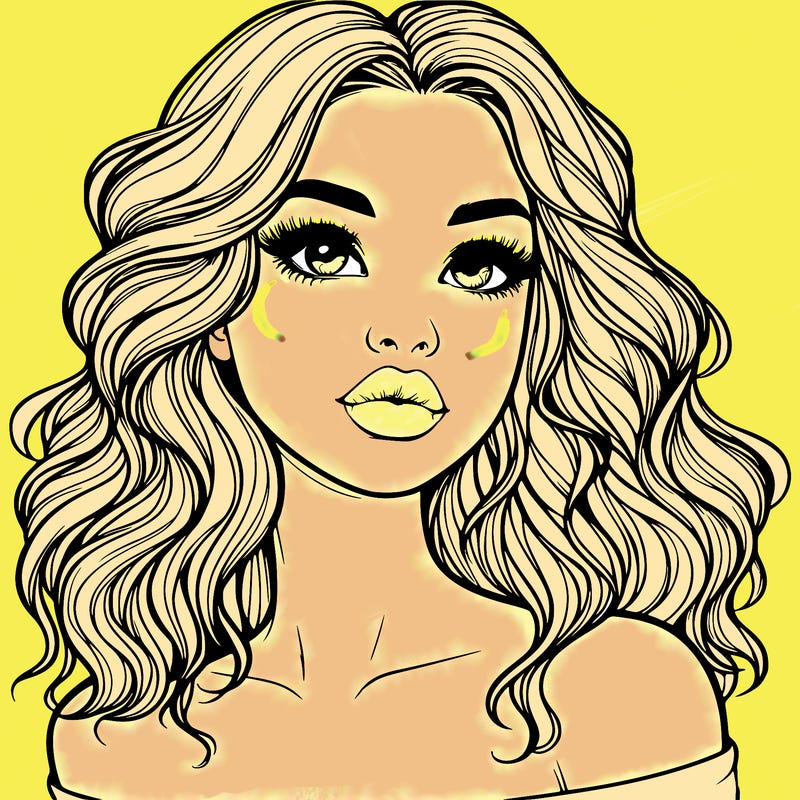 realistic girl with wavy hair and lips