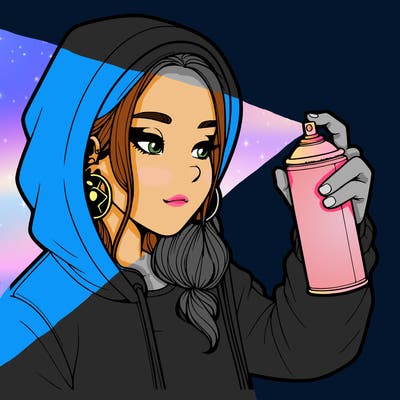 a realistic girl, spray painting