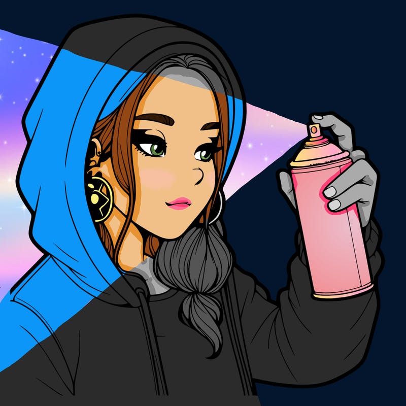 a realistic girl, spray painting