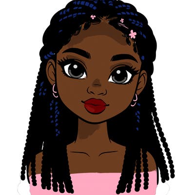 a realistic black girl with braids