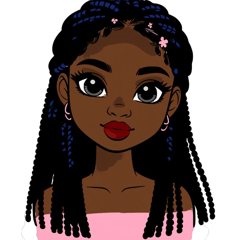 a realistic black girl with braids