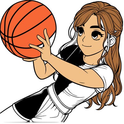 realistic girl playing basketball