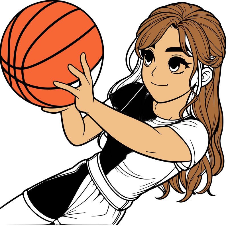 realistic girl playing basketball