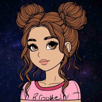 realistic girl with two buns in her hair