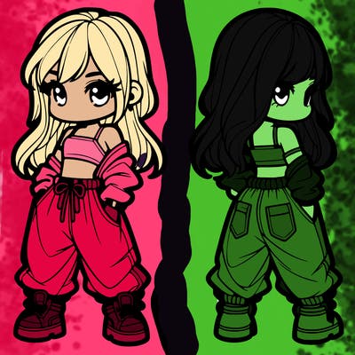 girl in crop top and baggy pants