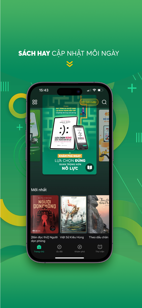 Waka 4.0 – Ebook & Audiobook - Home screen of Waka 4.0 app showing a library of Vietnamese ebooks and audiobooks