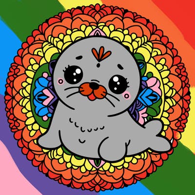 a cute baby seal mandala