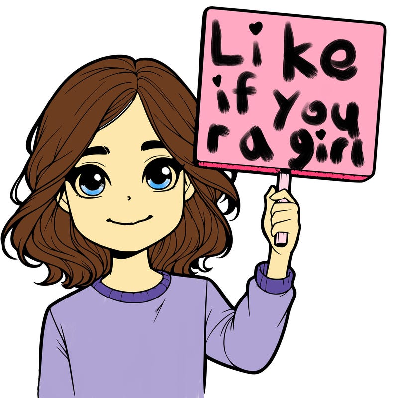 realistic girl holding up a sign