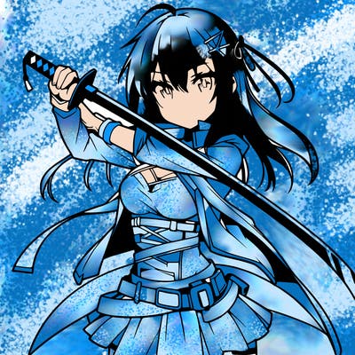 anime girl with sword in cool pose