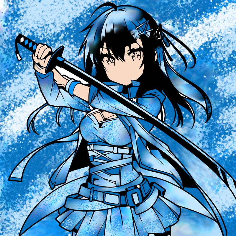 anime girl with sword in cool pose