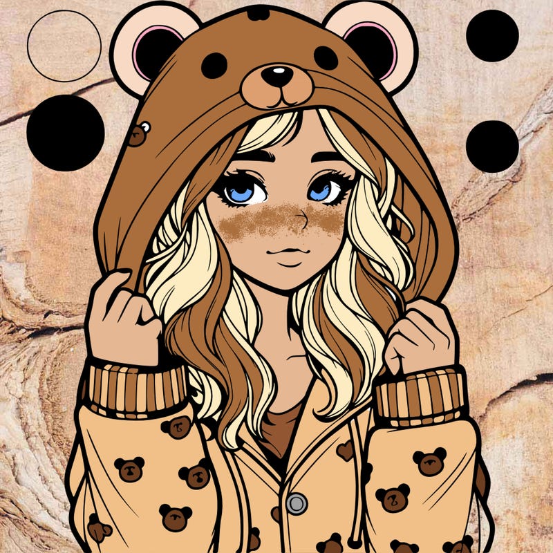 realistic girl in a animal pjs hoodie
