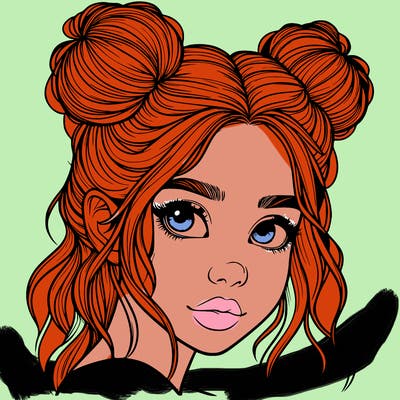 realistic girl with hair buns on her head