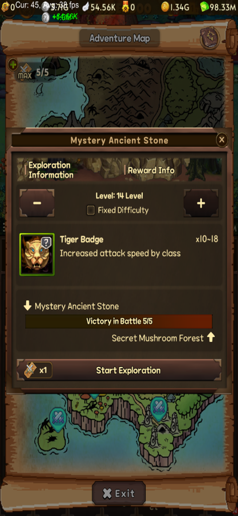Everybody's RPG - Adventure map UI in Everybodys RPG displaying exploration details for Mystery Ancient Stone