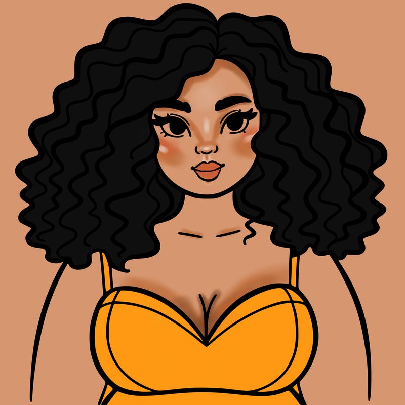 pretty plus sized woman with curly hair