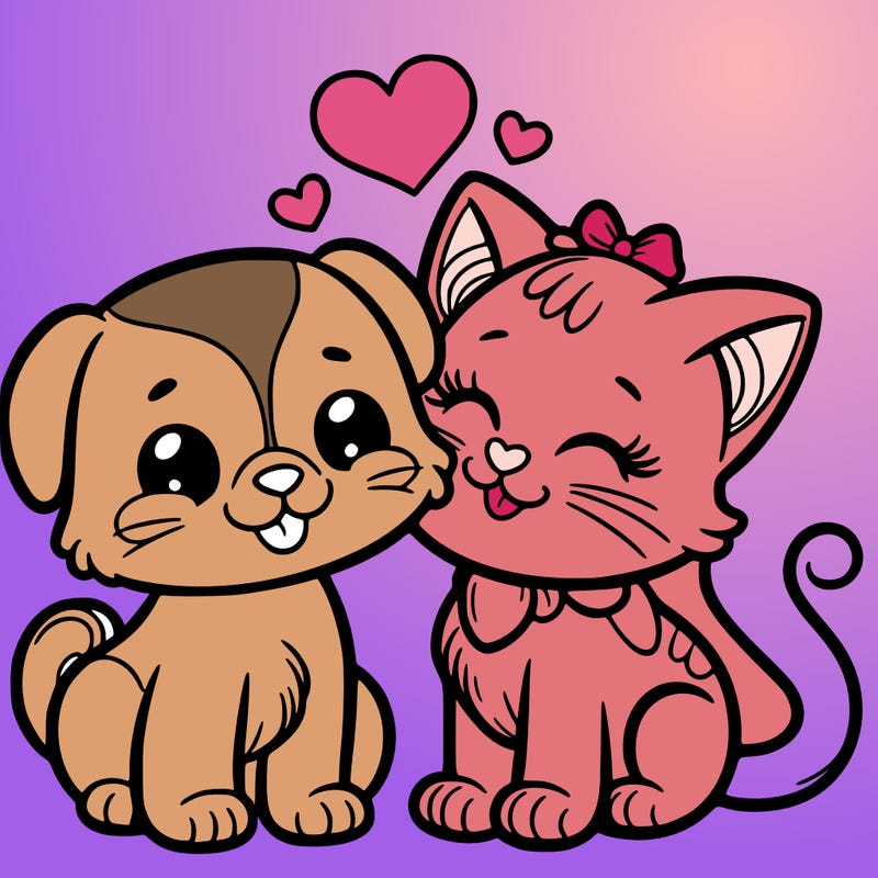 cat with a dog and in love