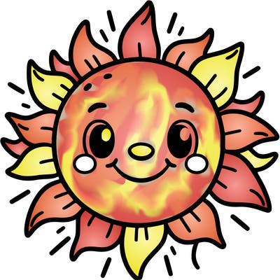 a shining sun with a beaming smile