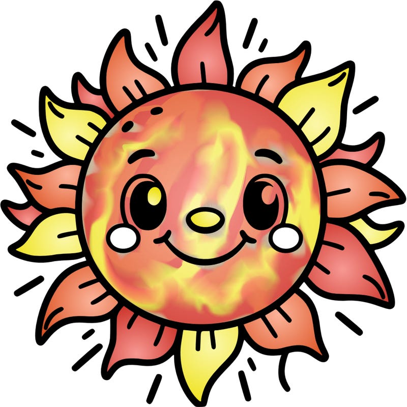 a shining sun with a beaming smile