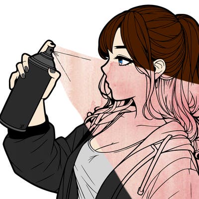 a realistic girl spray, painting