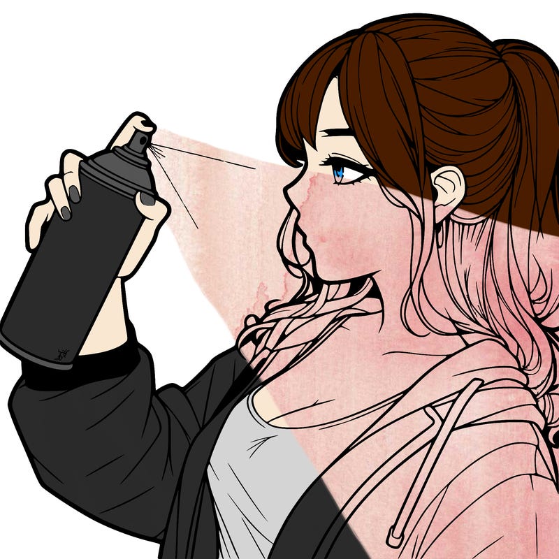 a realistic girl spray, painting