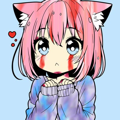 shy anime catgirl