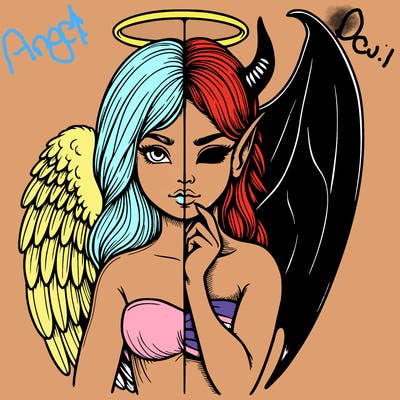 realistic angel half demon