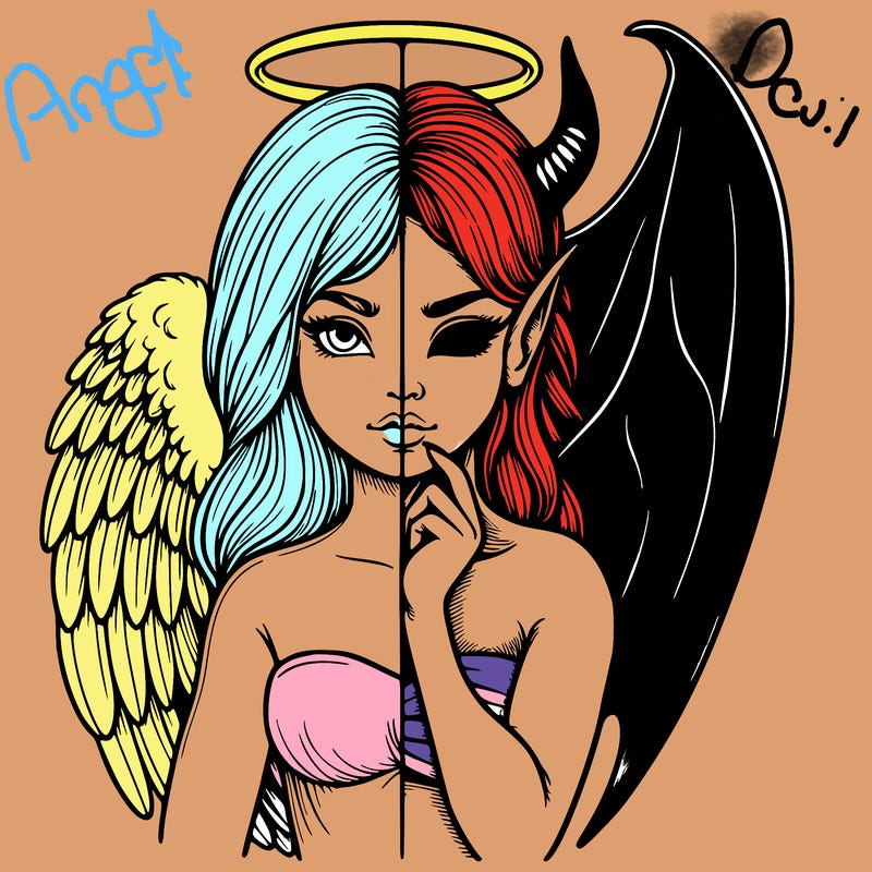 realistic angel half demon