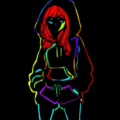 realistic girl in shorts and hoodie