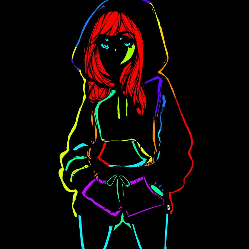 realistic girl in shorts and hoodie
