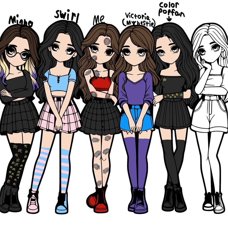 a group of girls realistic