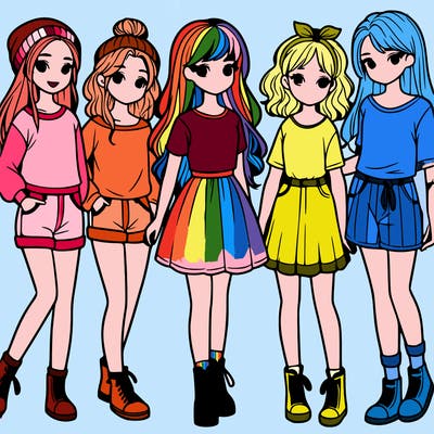 a group of five girls