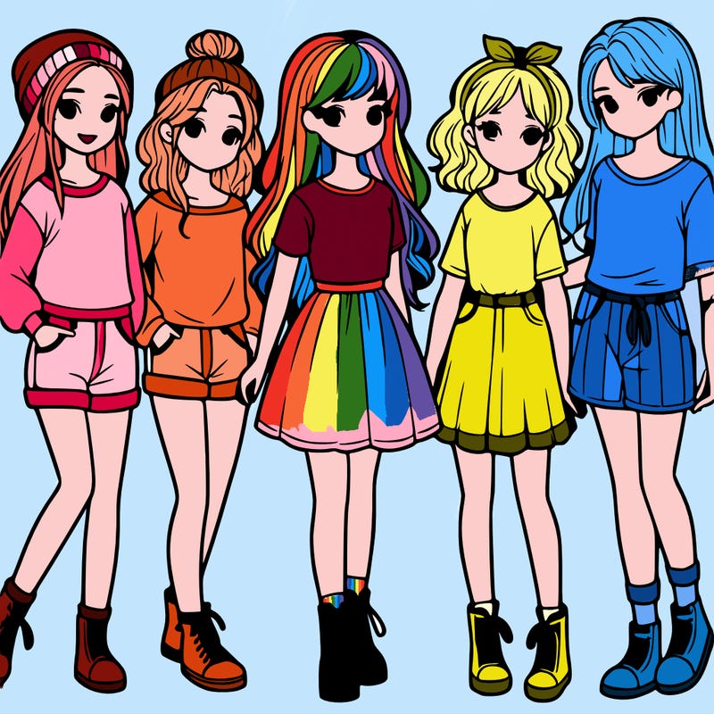 a group of five girls