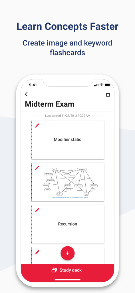 McGraw Hill Express Library - McGraw Hill Express Library study deck screen showing keyword and image flashcards for midterm preparation