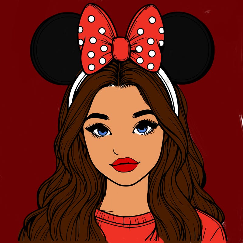 aesthetic realistic girl wearing mickey mouse ears