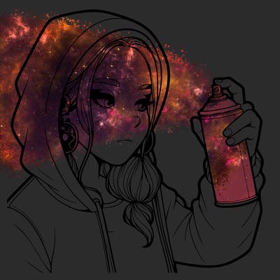 a realistic girl, spray painting