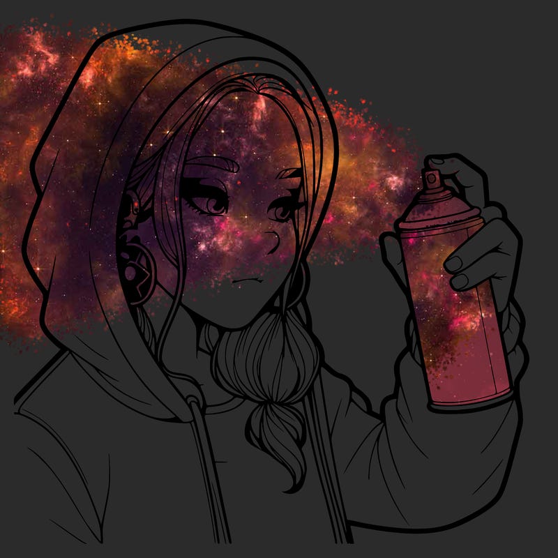 a realistic girl, spray painting