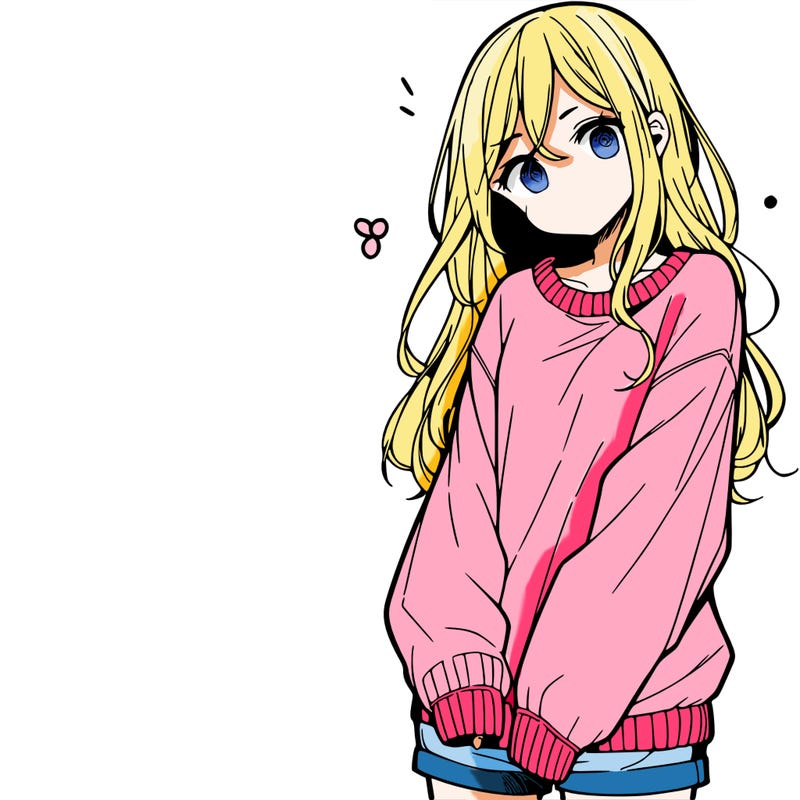 manga teen girl  in a sweater and baggy pants