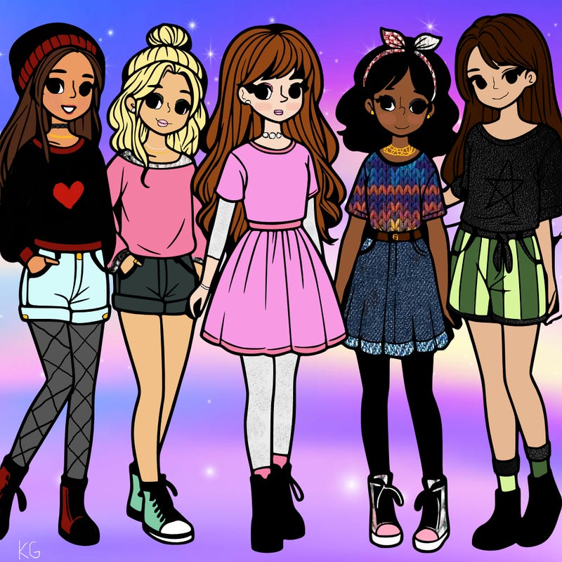 a group of five girls