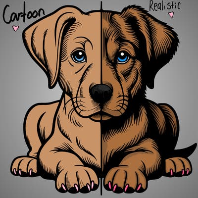 realistic dog split picture